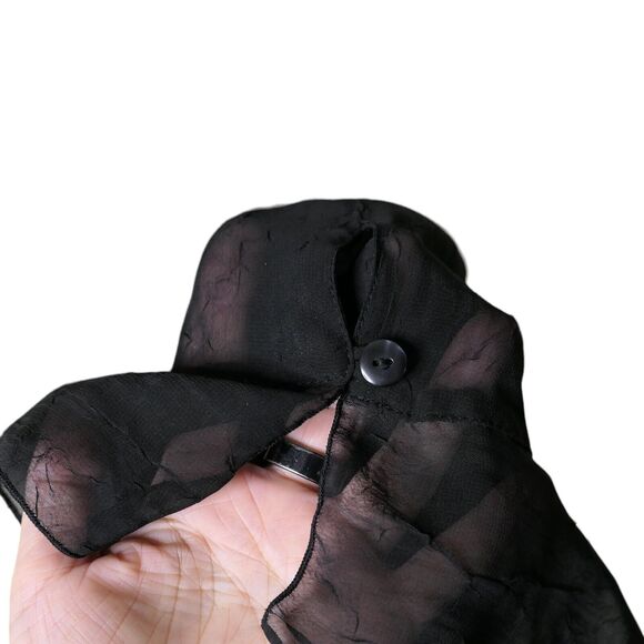 Maggie Barnes Black 3/4 Long Sleeve Button Front Twinset 3XL Ruffled Sleeve EUC - Picture 9 of 14